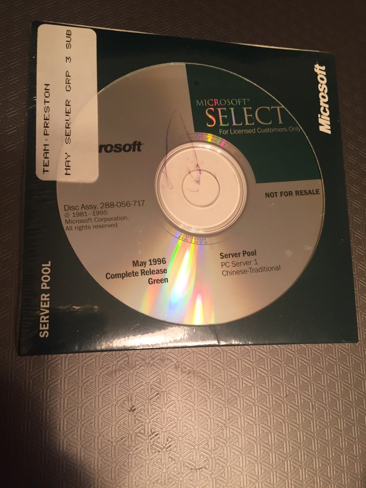 Microsoft System Pool, PC Server 1, Chinese-Traditional, Disc Assy.288-056-717