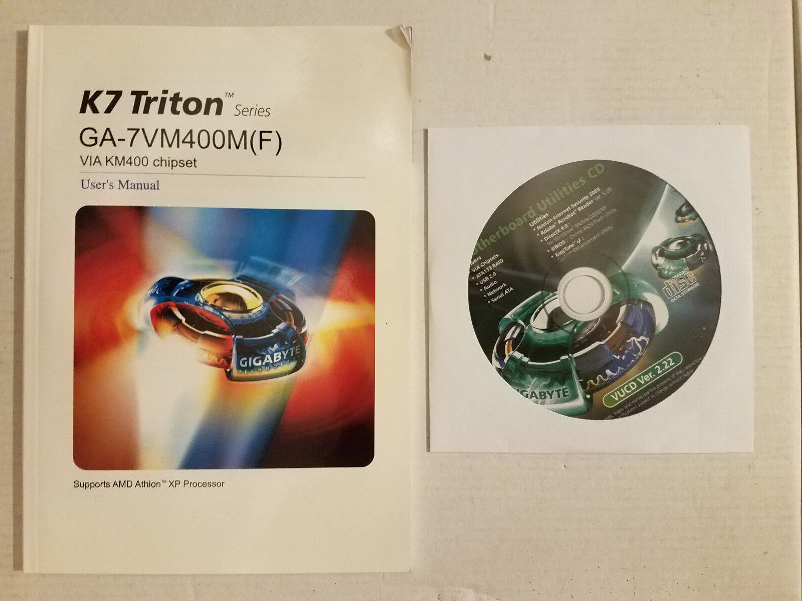 Gigabyte GA-7VM400M(F) K7 Triton Manual Drivers and Utilities CD/DVD