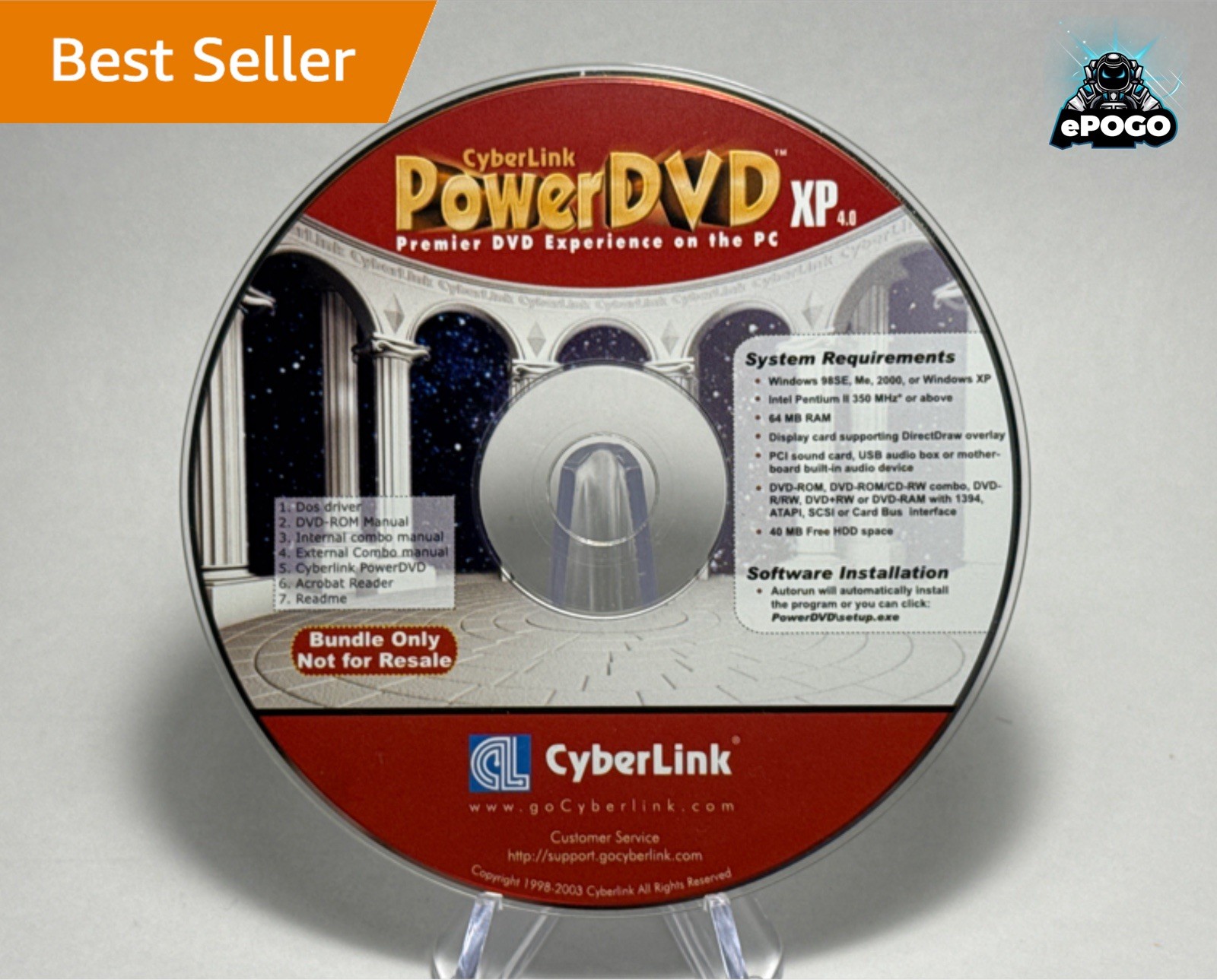 Cyberlink PowerDVD XP 4.0 DVD w/ Install Key Sonic MyDVD Installer Disc Bundle!