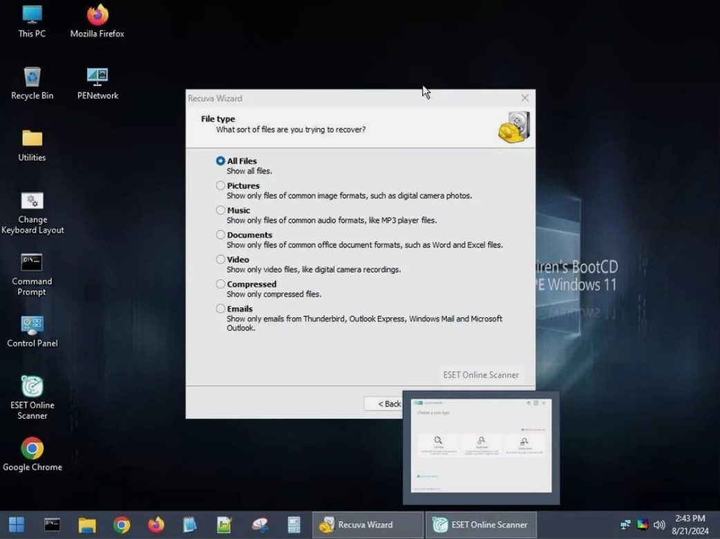 Hiren’s Boot DVD PE 1.0.8 Recover & Repair Windows XP 7 8 10 & 11 CD