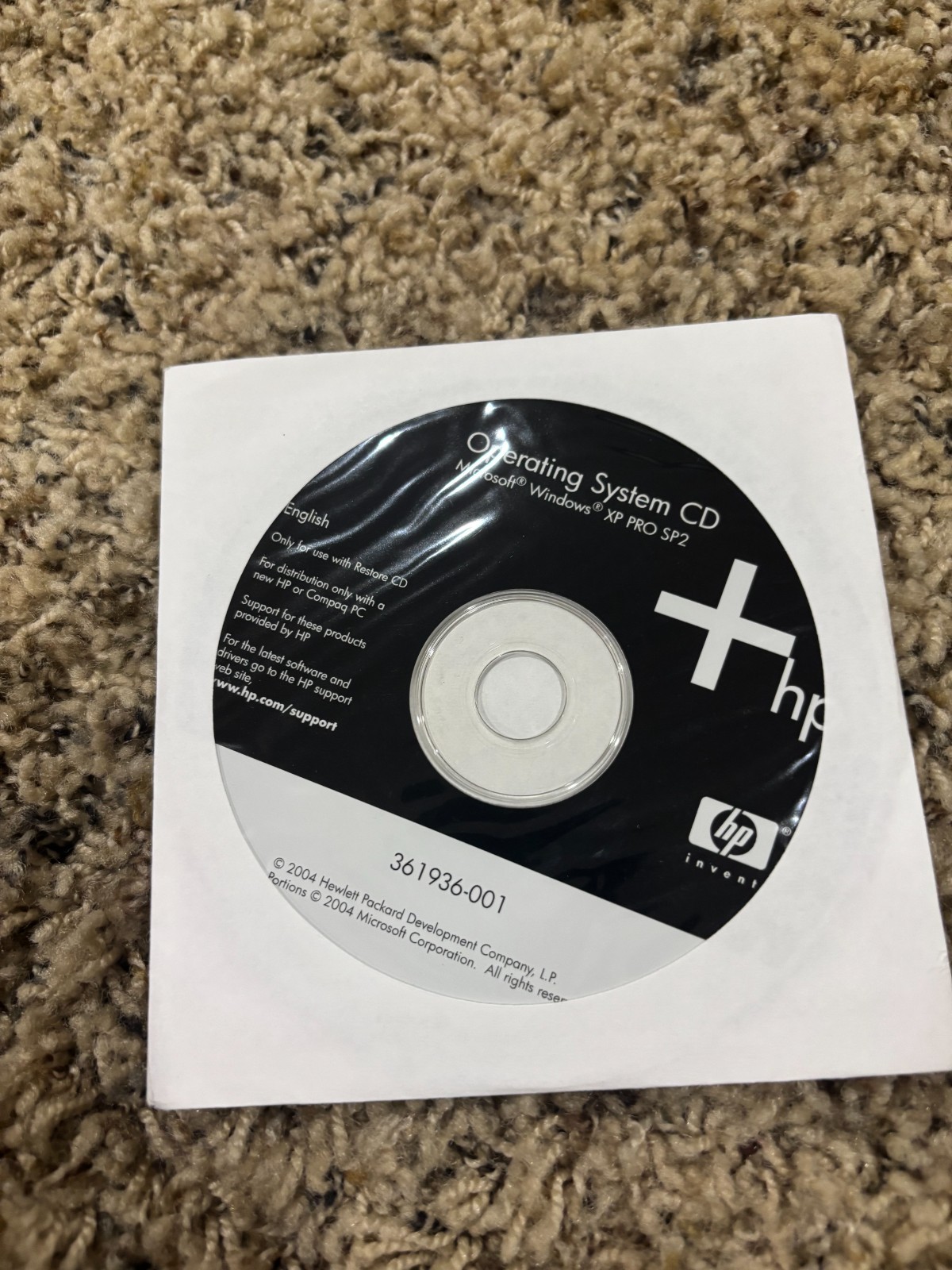 HP driver disk WIN XP PRO SP2 361936-001 Hewlitt Packard NEW
