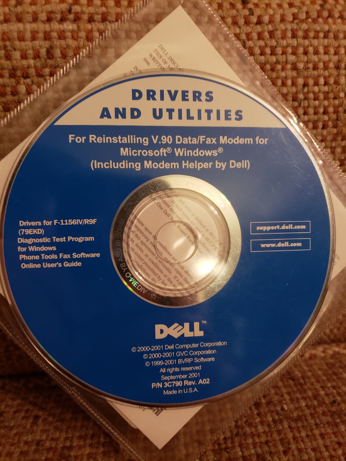 Dell Dimension Utilities and Drivers 5 CDs 2001 Anti-virus, Roxio, ResourceCD