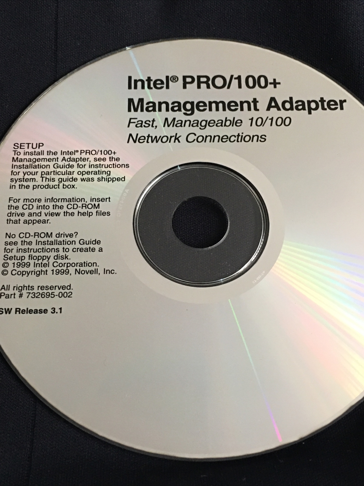 Intel Pro/100+ 10/100 Management Adapter CD CDROM Release 3.1/ 1999