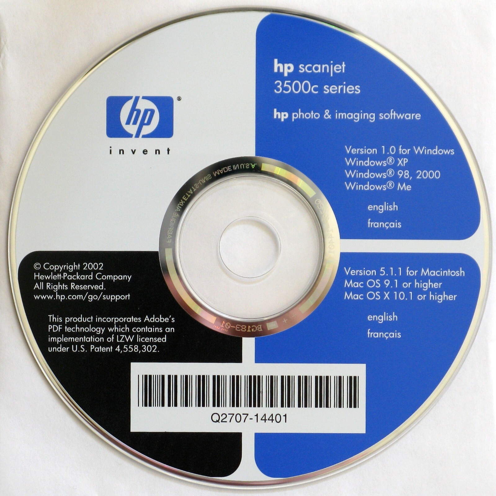 Vintage HP Scanjet 3500C series Drivers and Software CD for Windows & Mac