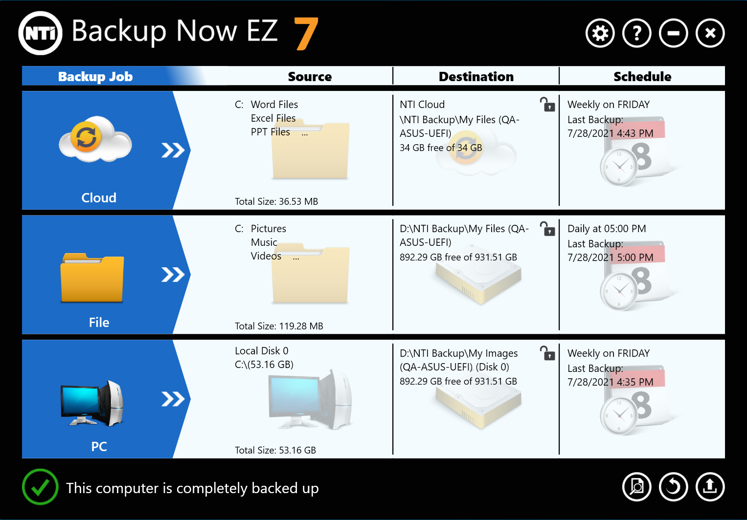 NTI Backup Now EZ 7.5, Backup & Recovery for Windows 11, 10, 8.1, 8, 7, or Vista
