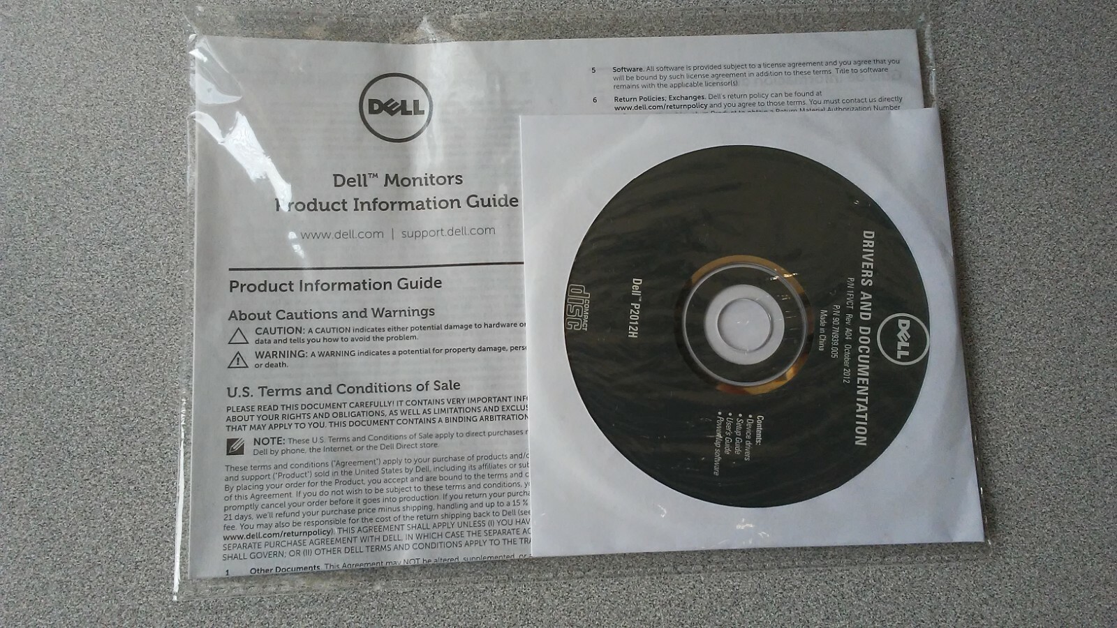 Dell OEM Drivers & Documentation CD 1FVCT for P21012H Monitor