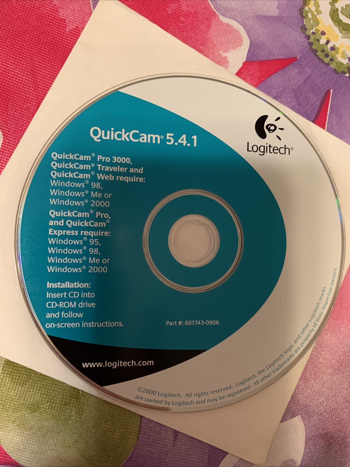 2000 Logitech QuickCam Software 5.4.1 Disc In Paper Sleeve No Camera Never Used