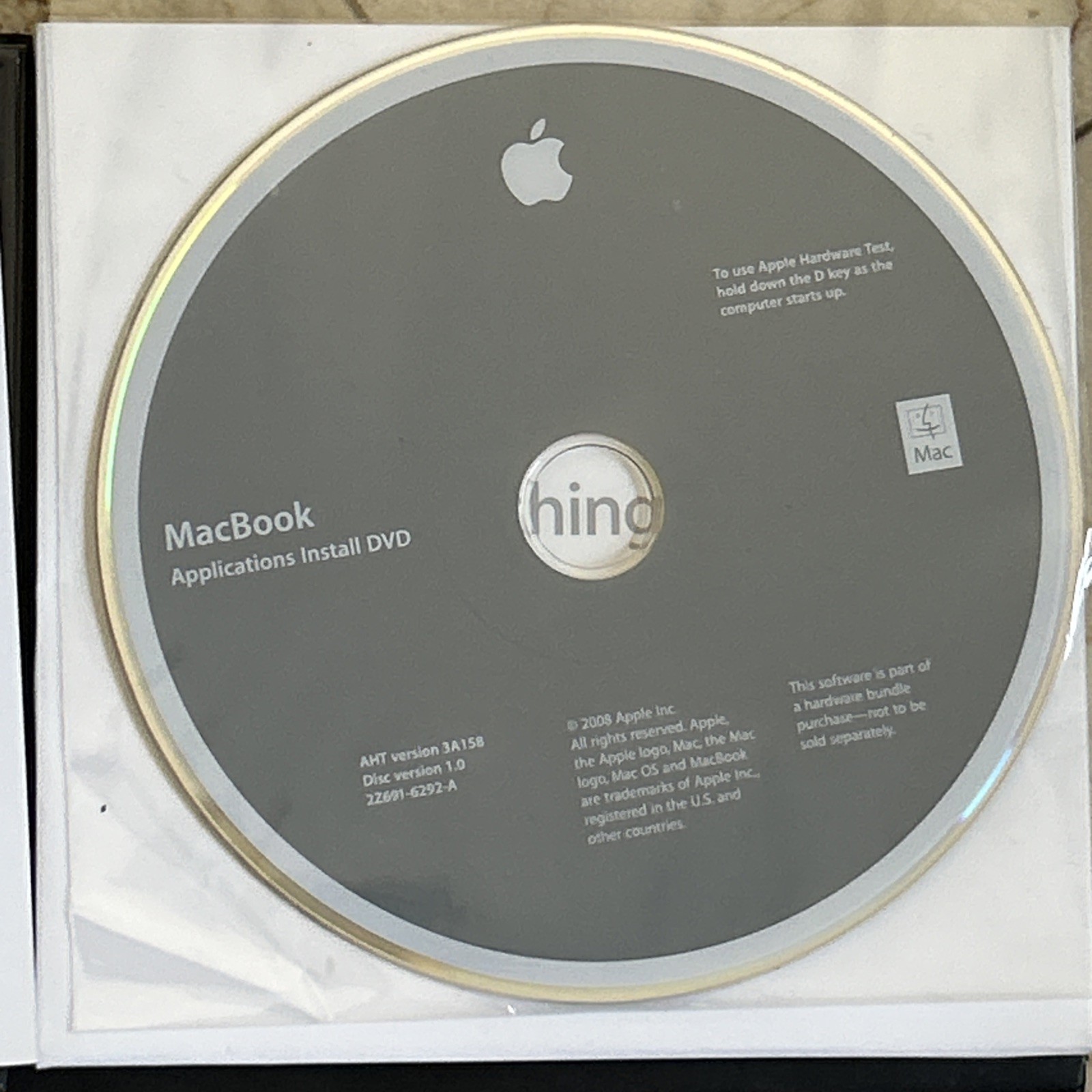 2009 Macintosh Mac MacBook Applications Software Installation DVD Version 1.0