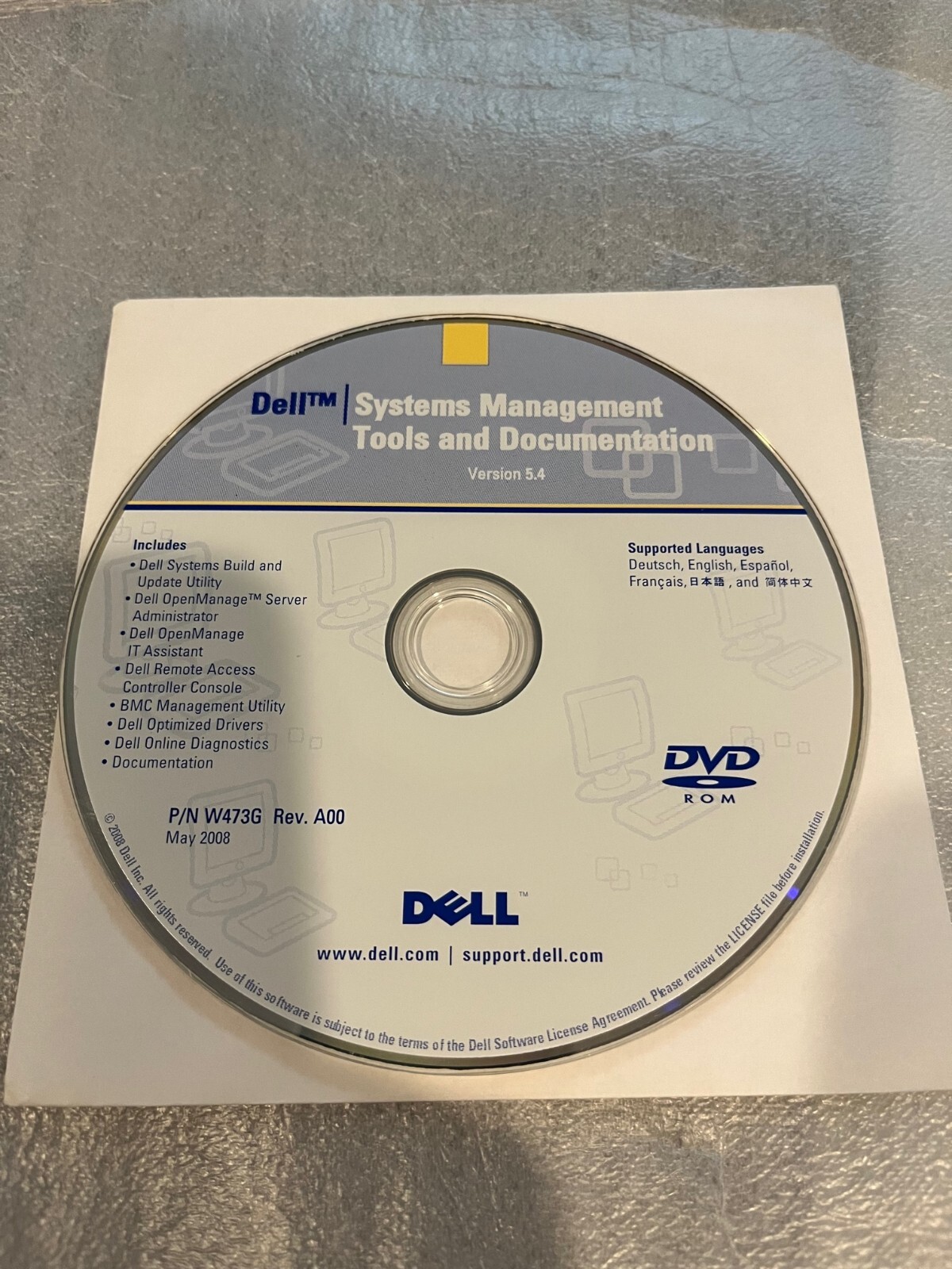 Dell P/N W473G Rev. A00 Systems Management Tools and Documentation