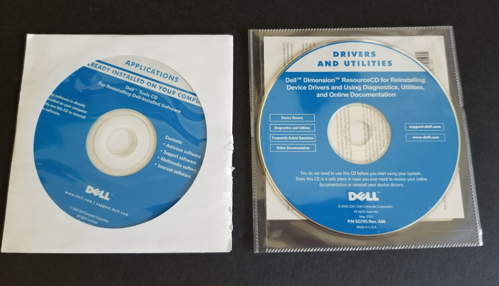 Vintage – 2 CDs – Dell Re-installing Software, Driver & Utilities
