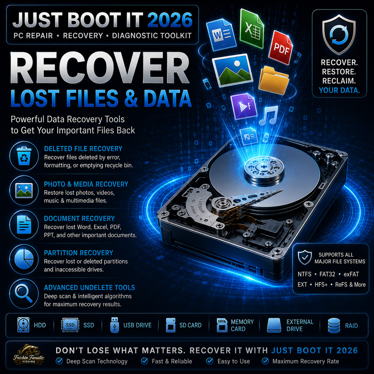 Just Boot It Bootable PC Computer Repair Recovery Diagnostic Software Toolkit