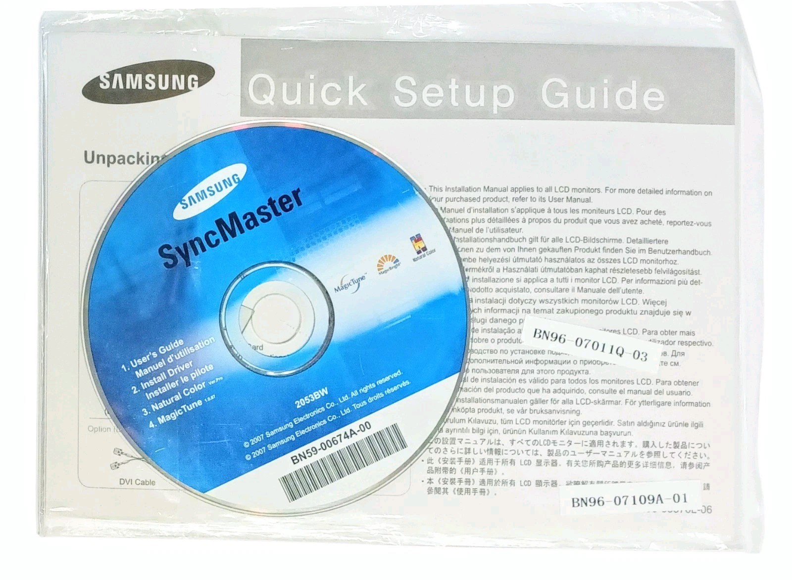 2x Samsung SyncMaster CDs User Guide/Install Driver TFT-LCD Monitor 2007 920BM01