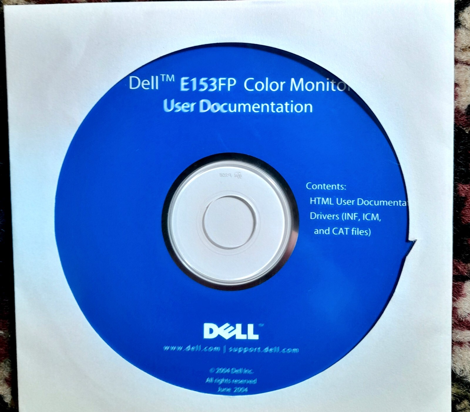 DELL E153FP Color MONITOR User Documentation CD June 2004 – EUC