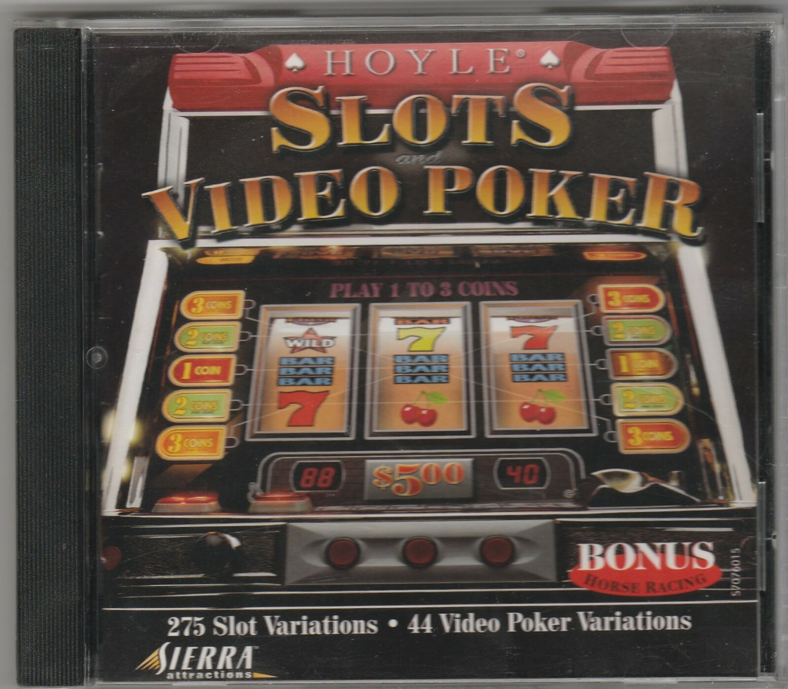 Hoyle Slots Video Poker by Sierra Attractions for Win 95/98 & Mac~ 1999 ~ CD-ROm
