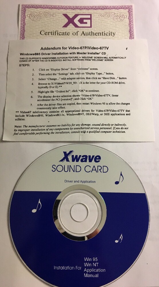 Yamaha Xwave Sound Card Drivers&Utilities CD Video-67P/Video-67TV Win 95/NT-RARE