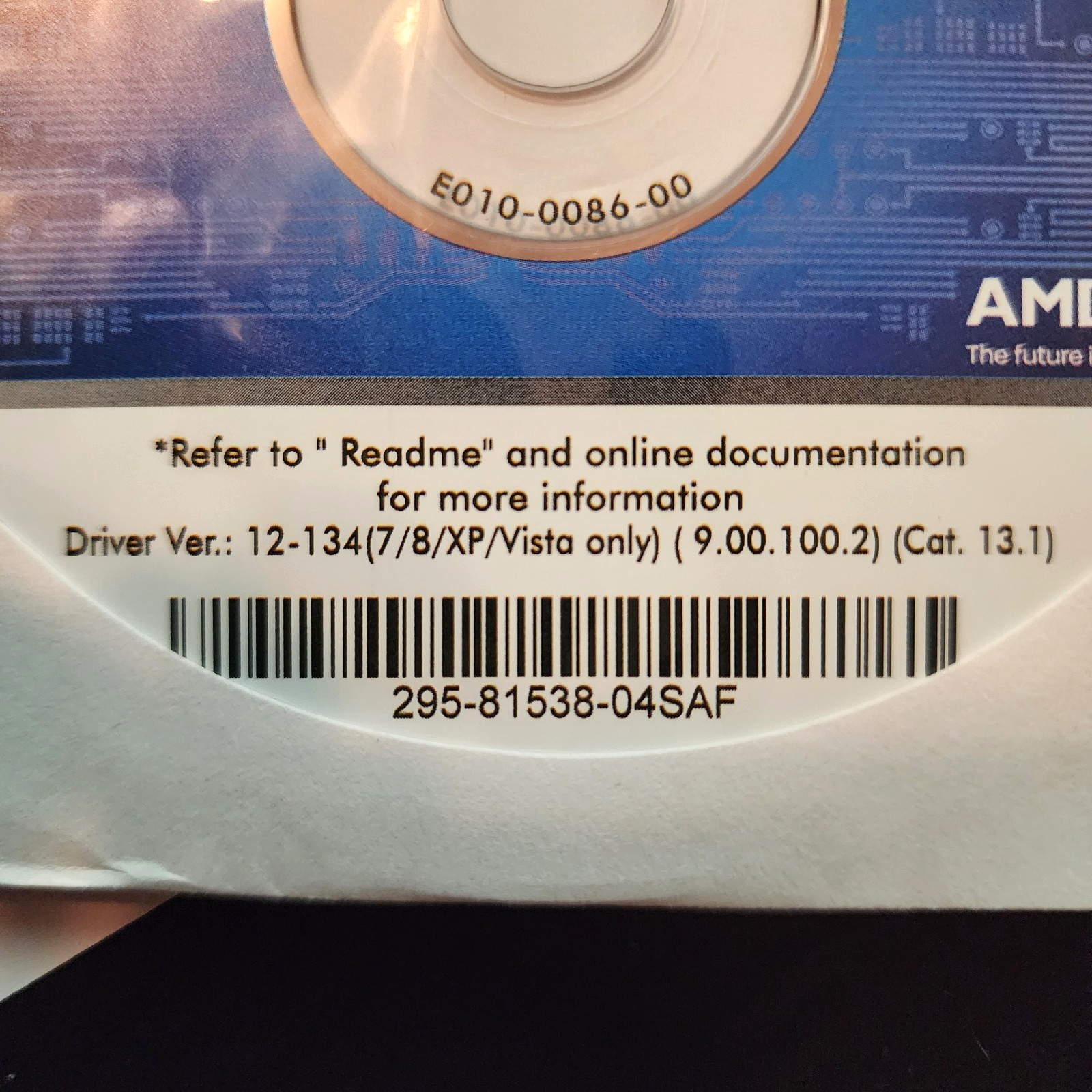 Sapphire Driver Installation CD Version 12-134 7/8/XP/Vista 9.00.100.2 Cat 13.1