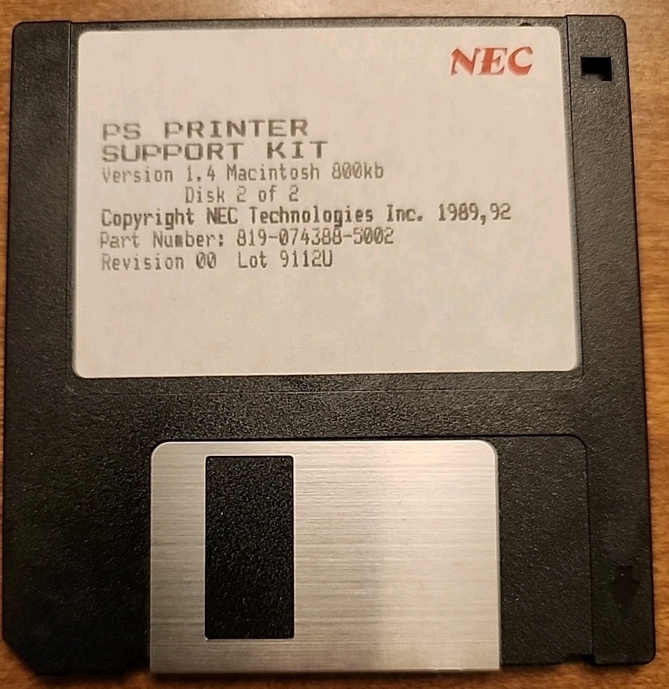 Vintage NEC PS Printer Support Kit Macintosh 3.5” Floppy Disks Lot Version 1.4