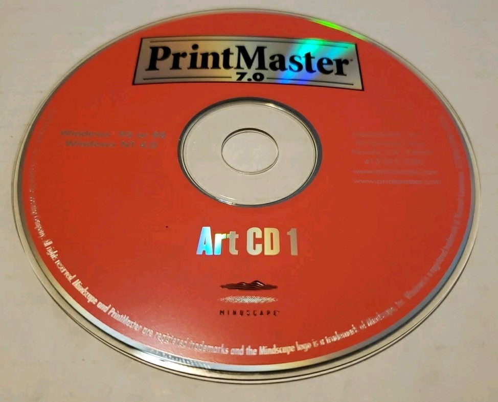Print Master 7.0 Art CD 1- Windows 95/98 or NT 4.0 – Replacement Loose Disc
