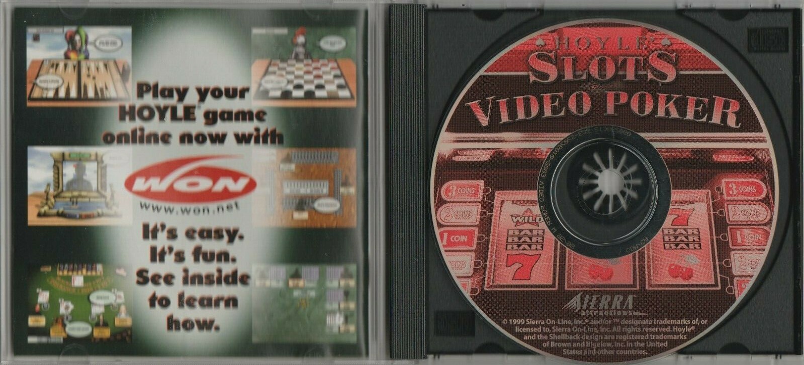 Hoyle Slots Video Poker by Sierra Attractions for Win 95/98 & Mac~ 1999 ~ CD-ROm