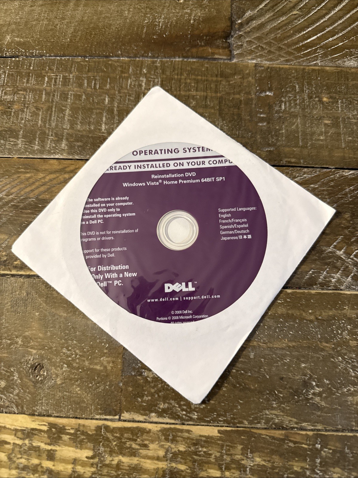 Dell Operating System Windows Vista Home Premium Software PC Cd Rom