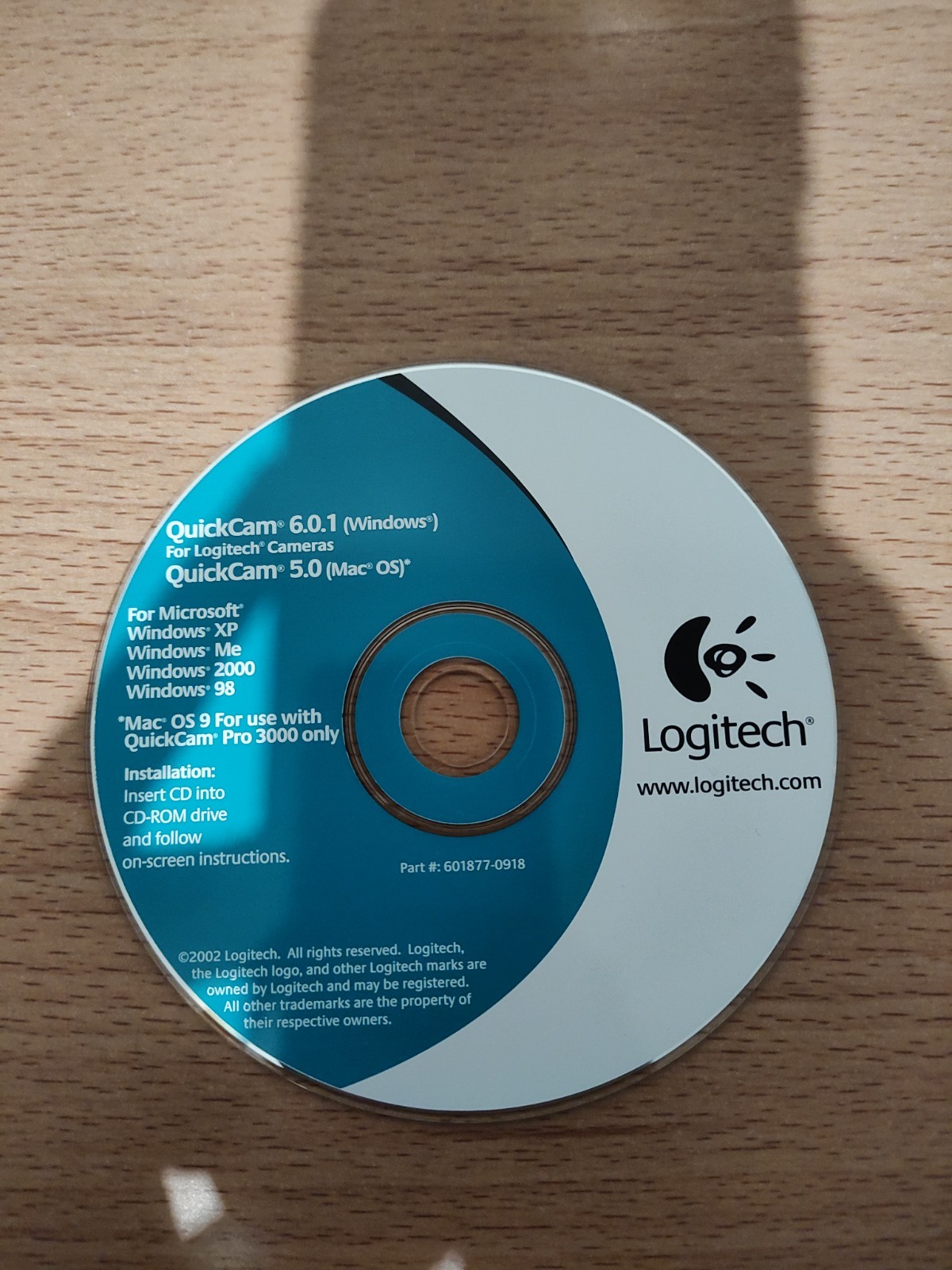 Logitech QuickCam 6.0.1/5.0 Installation CD 2002 Windows XP/ME/2000/98 Mac OS 9
