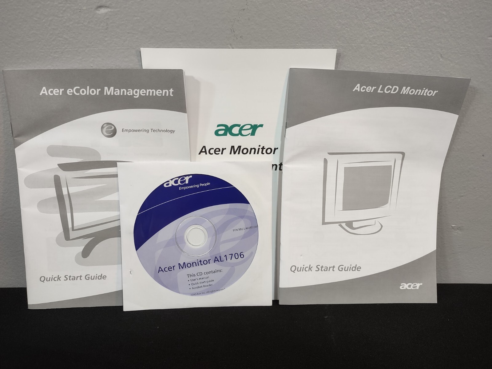 Acer LCD Monitor AL1706 Bundle Lot – CD Disc User Manual Quick Start Guide Docs