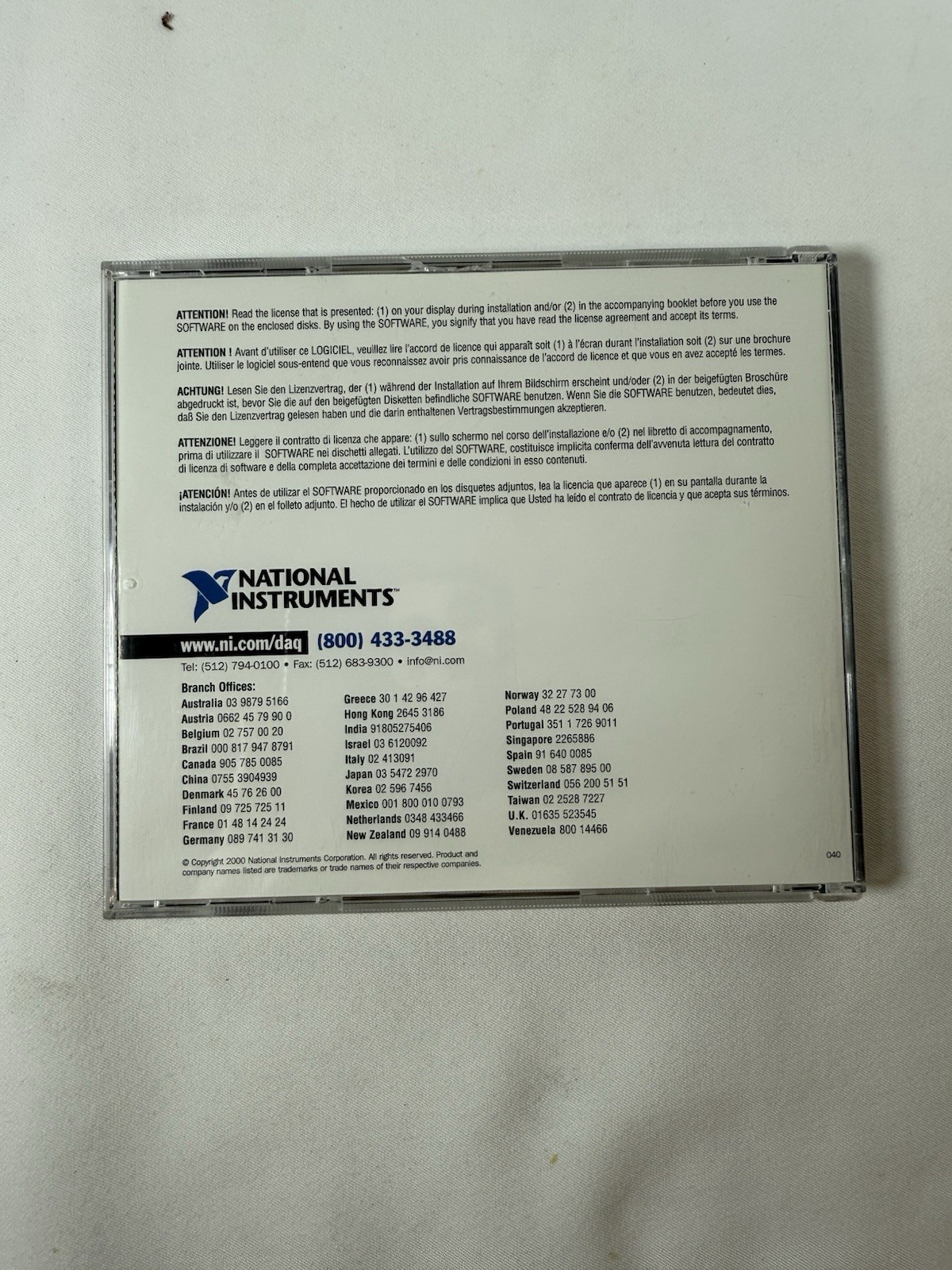NI-DAQ Data Acquisition Driver Software 2-Disc Set – Windows 2000/NT/9x, Mac OS