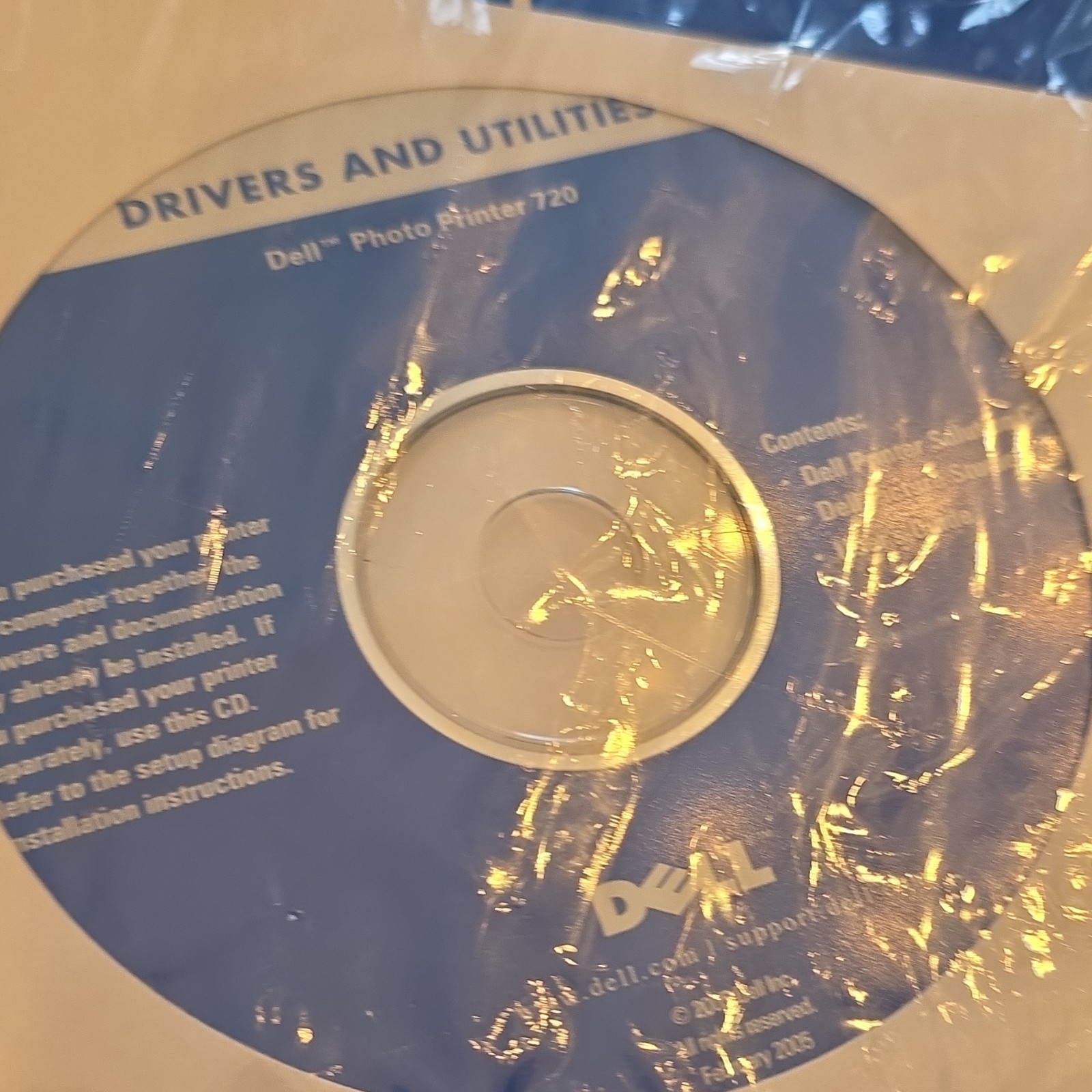 Dell Photo Printer 720 Drivers & Utilities Software CD Disc, MPN R5211
