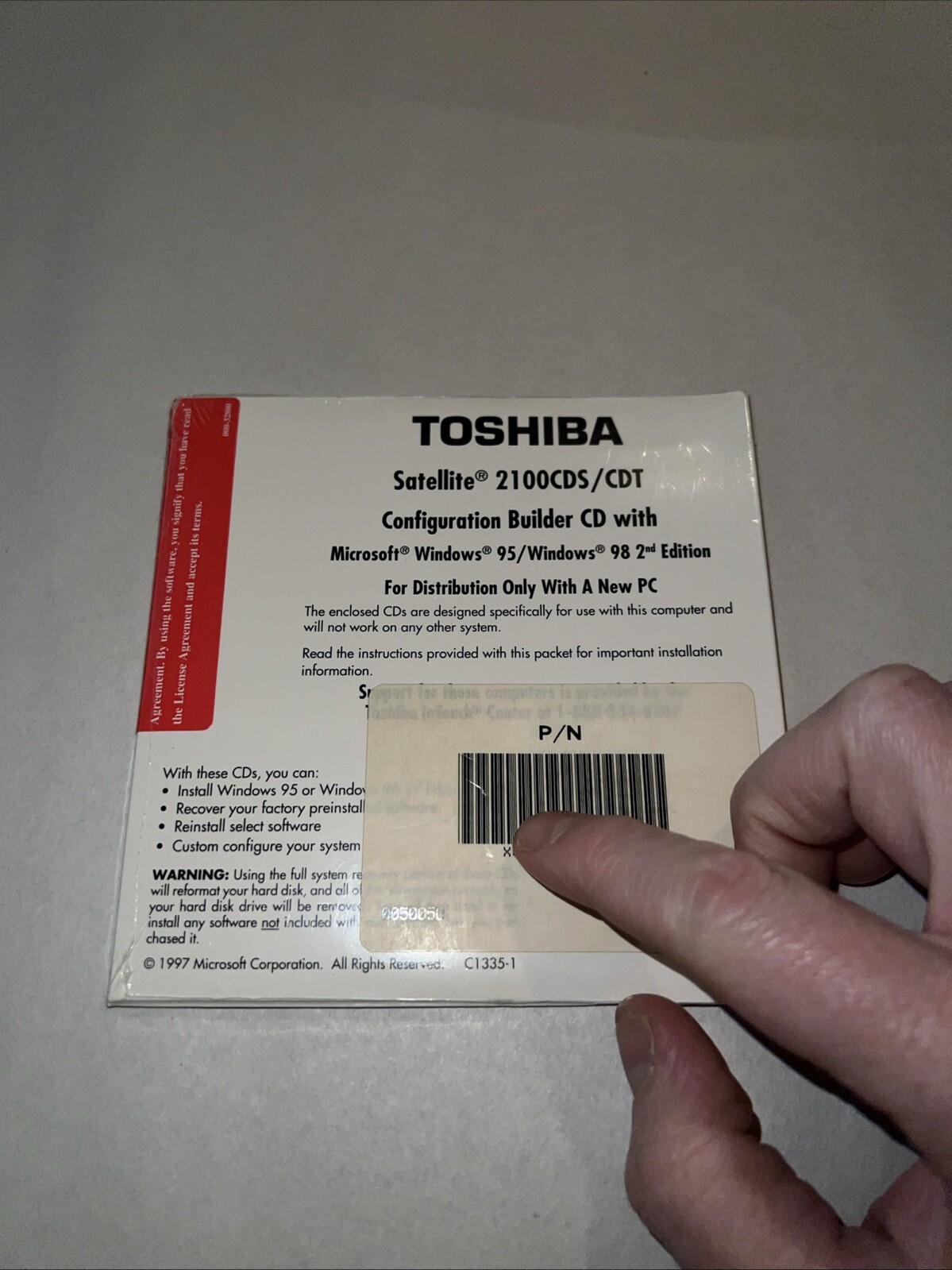Toshiba Configuration Builder CD Satellite 2100CDS/ CDT W/ Windows 95/98 2nd Ed