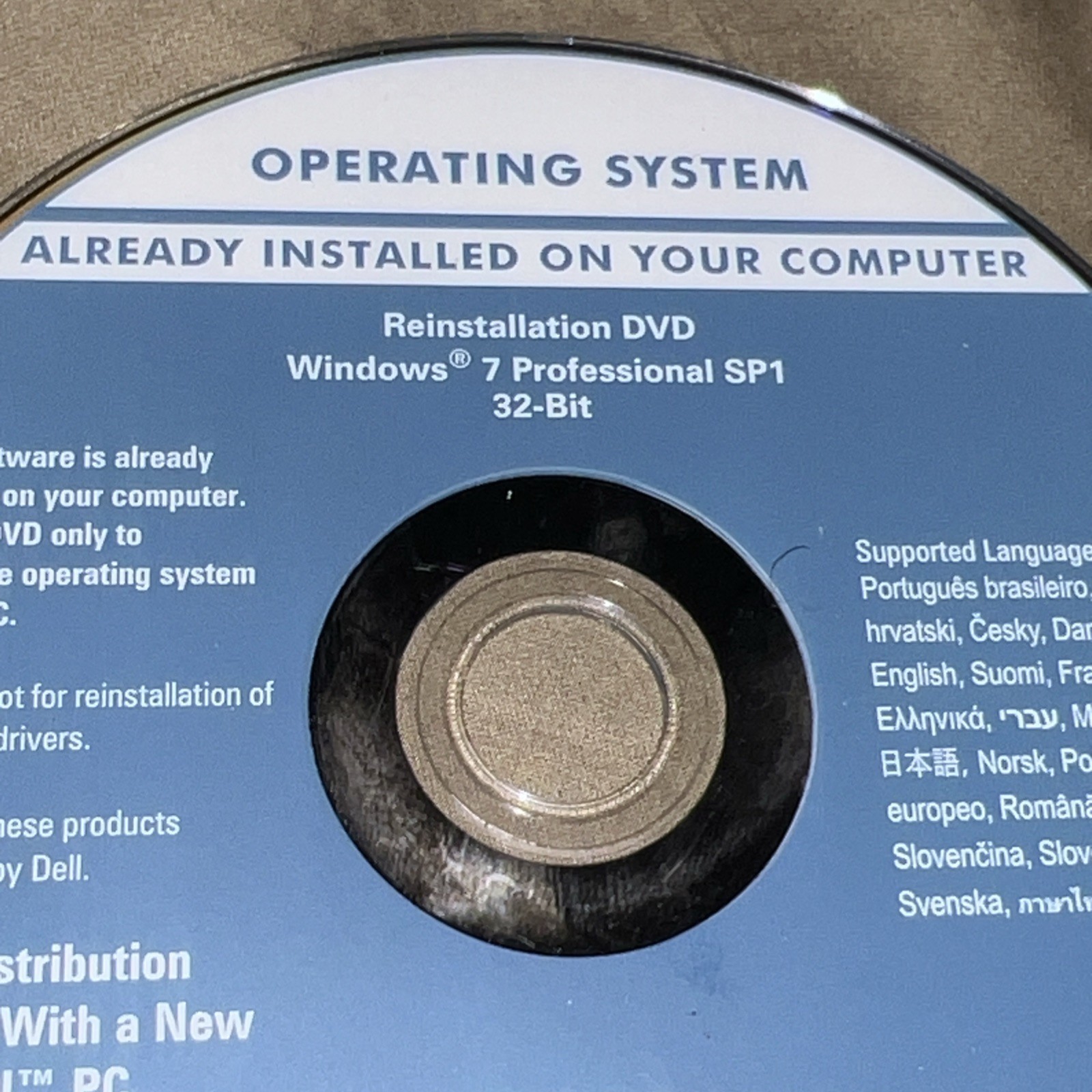 Dell Laptop/pc Recovery Disc DVD Windows 7 Professional SP1 32-Bit M1T3F 2011