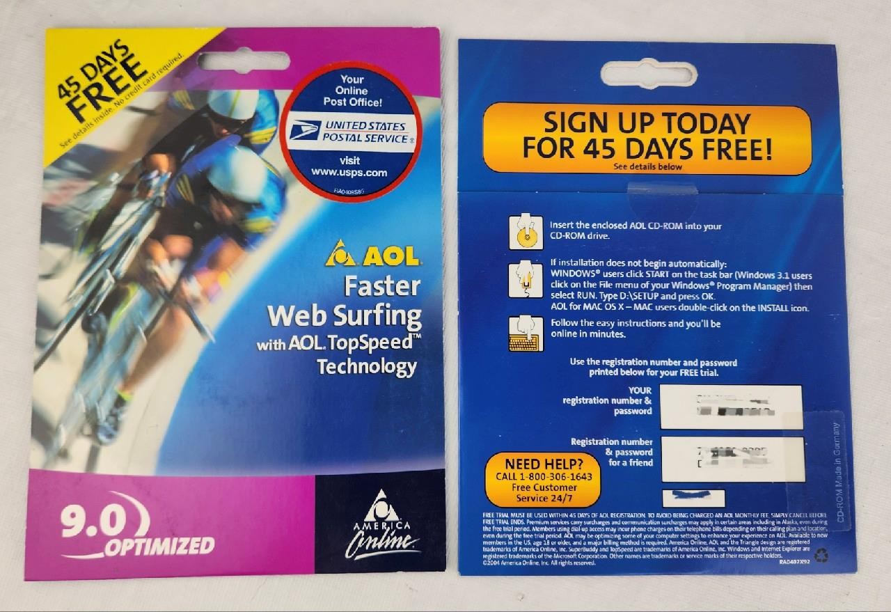America Online (AOL) 9.0 Optimized & Netscape Internet Service CD-ROM Lot