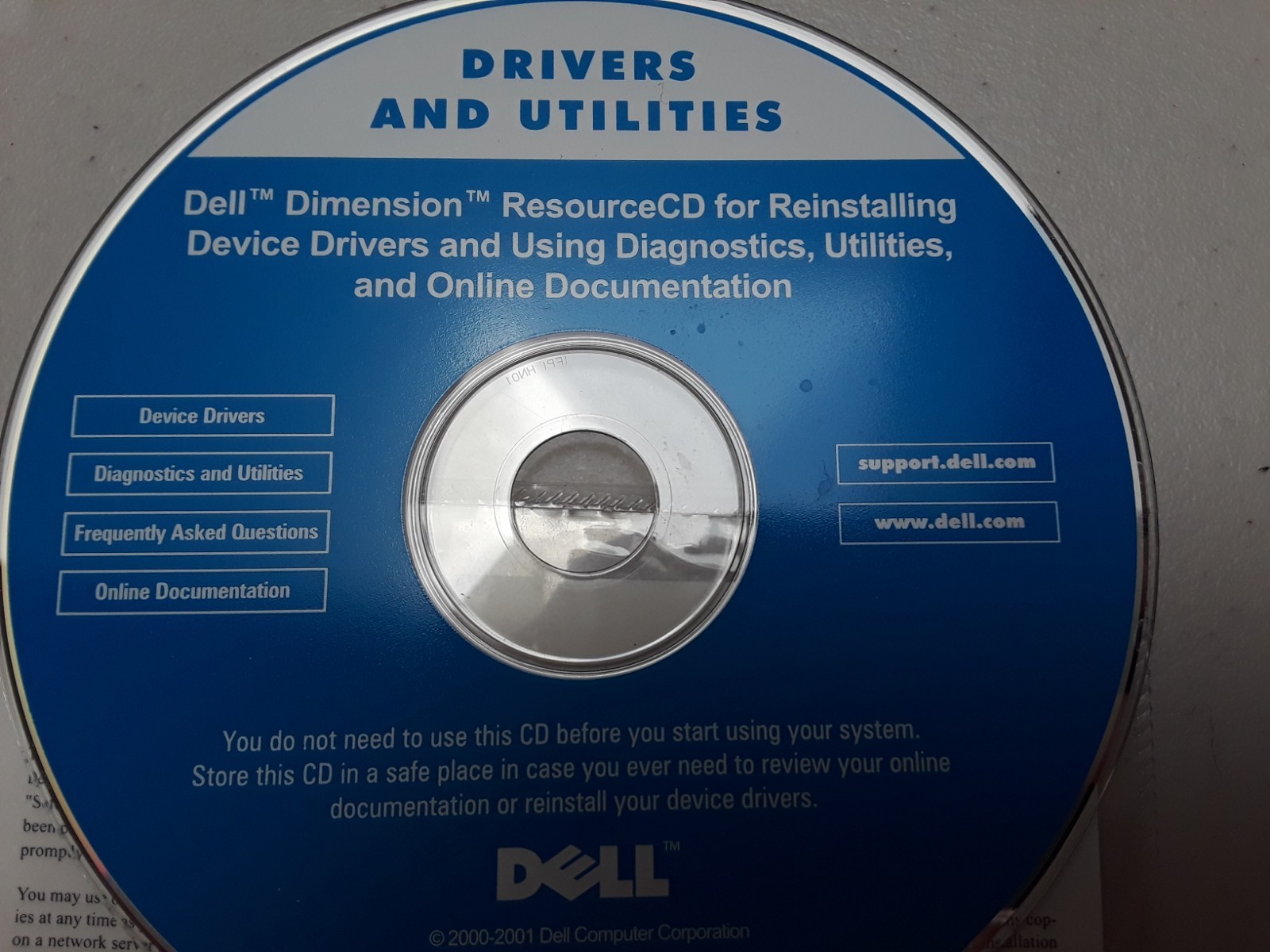 Dell Drivers & Utilities ResourceCD for Reinstalling 9G705 REV A00 ~ CD-ROM