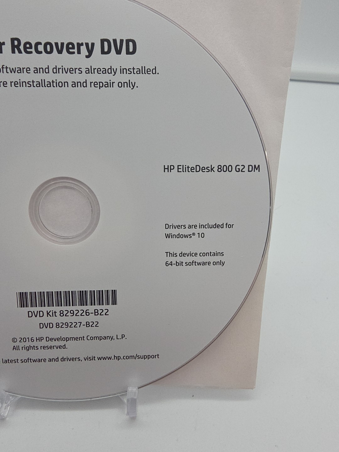 Hp Driver Recovery DVD, Hp EliteDesk 800 G2, DM Windows 10 2016
