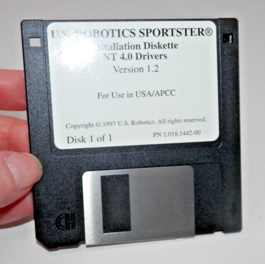 US Robotics Sportster Installation Software 3.5″ Floppy Disk Windows 1997 Vtg