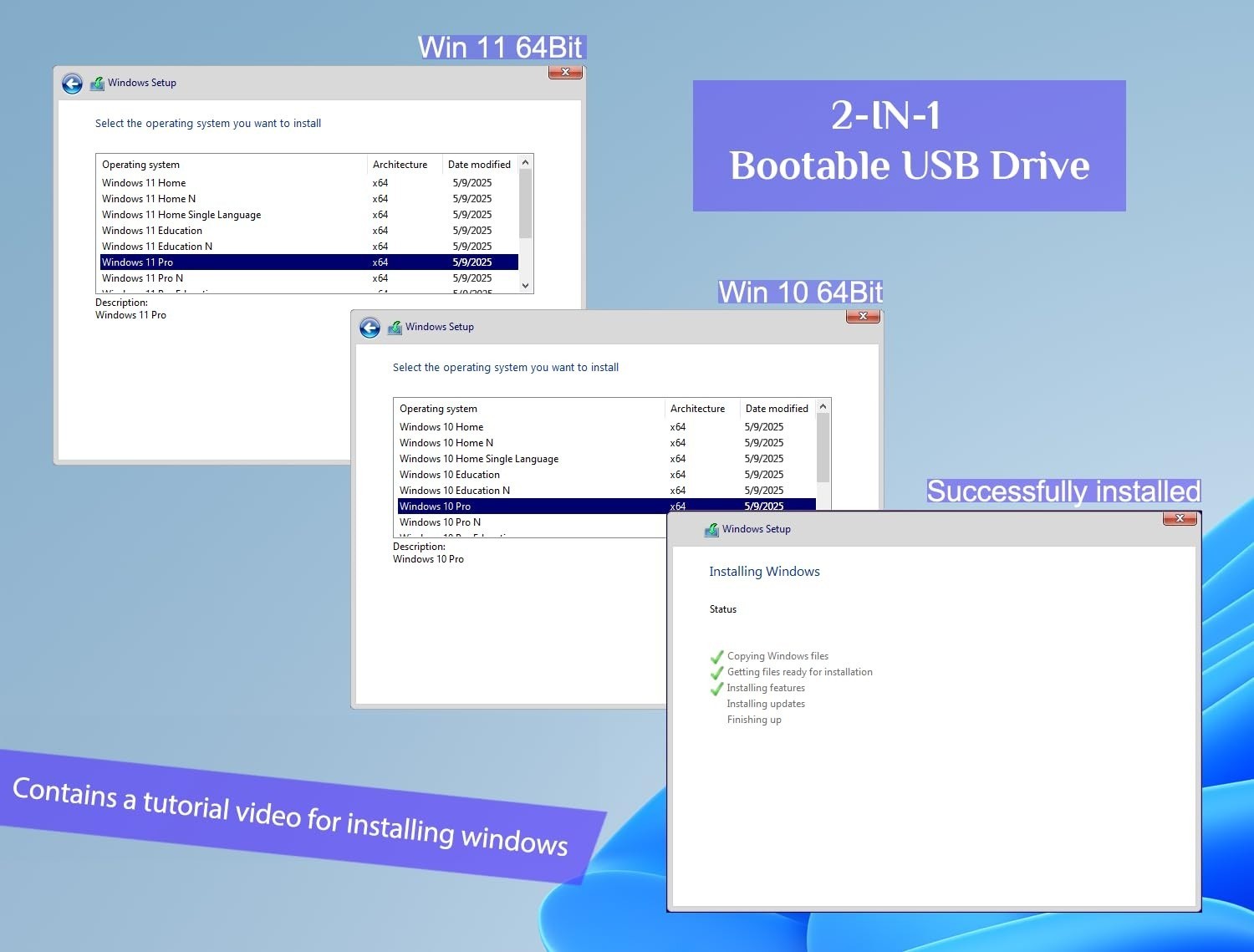 32GB Bootable Windows 10 & 11 USB Drive – Install/Recovery Tool
