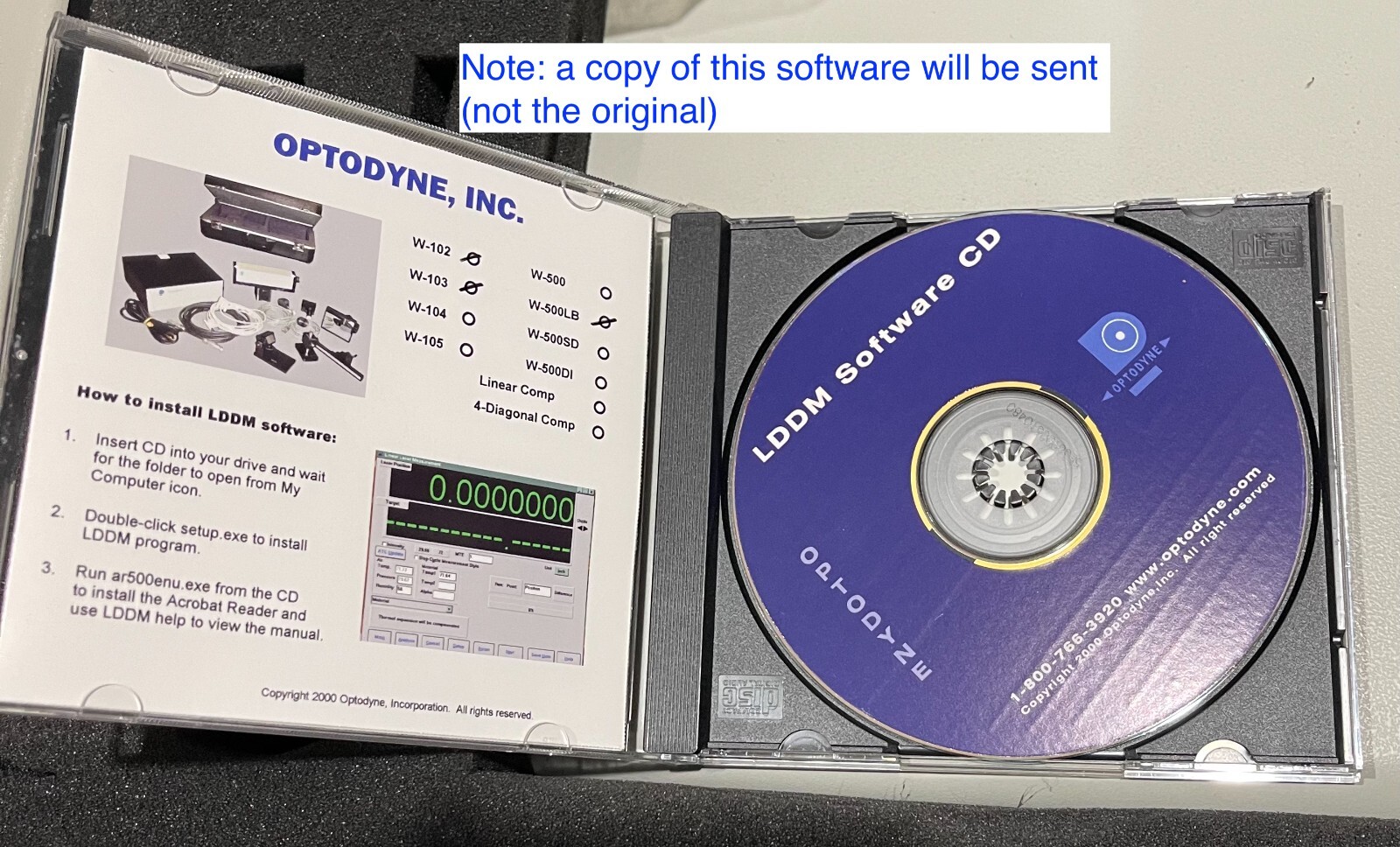 OPTODYNE MCV-2002 Machine Calibration Instrument software-shipped on flash drive