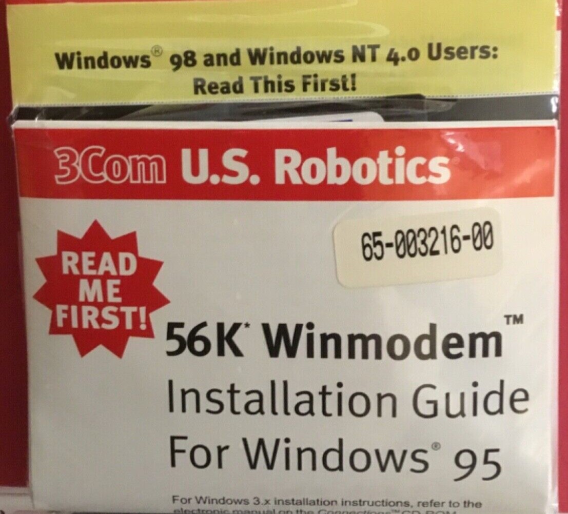 3Com US Robotics 56K Winxmodem Installation Guide Disk Windows 95/98