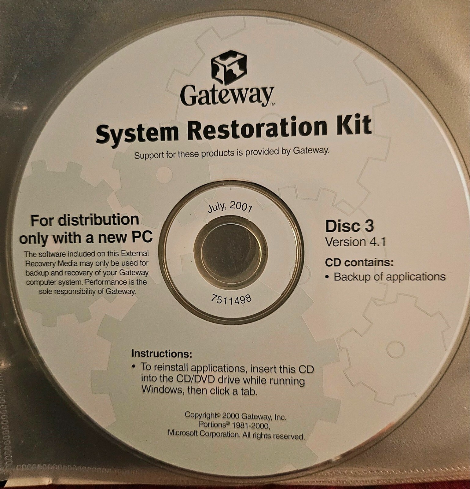 Gateway Restoration CDs with Manual – 9pc CD Disk Set Gateway Software