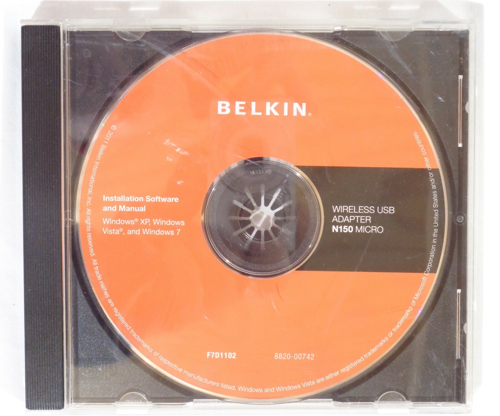 Belkin Wireless USB Adapter N150 Micro Driver & Software CD Windows 7 XP Vista