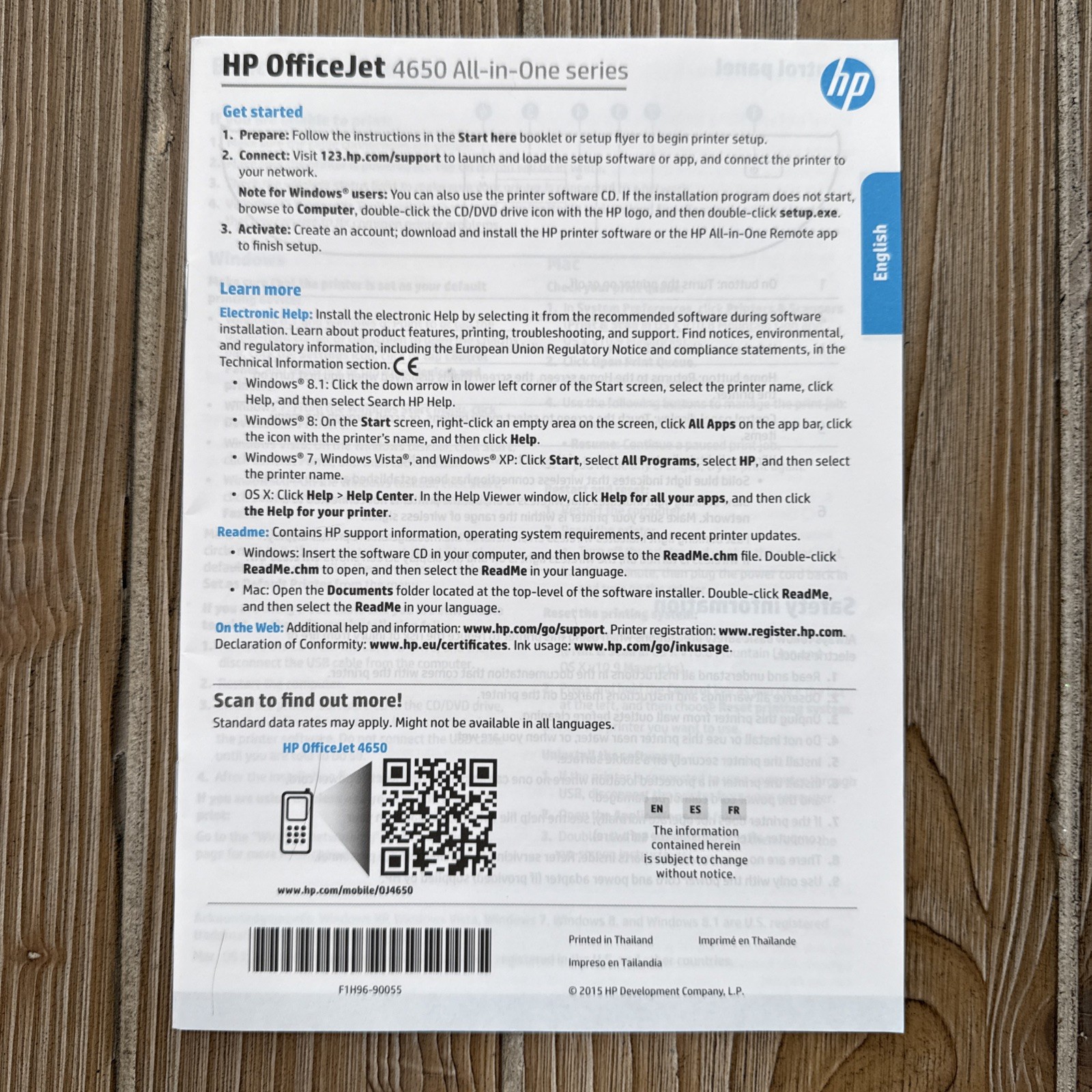 HP Officejet 4650 All-in-One Series CD-ROM Software & Manual For Windows