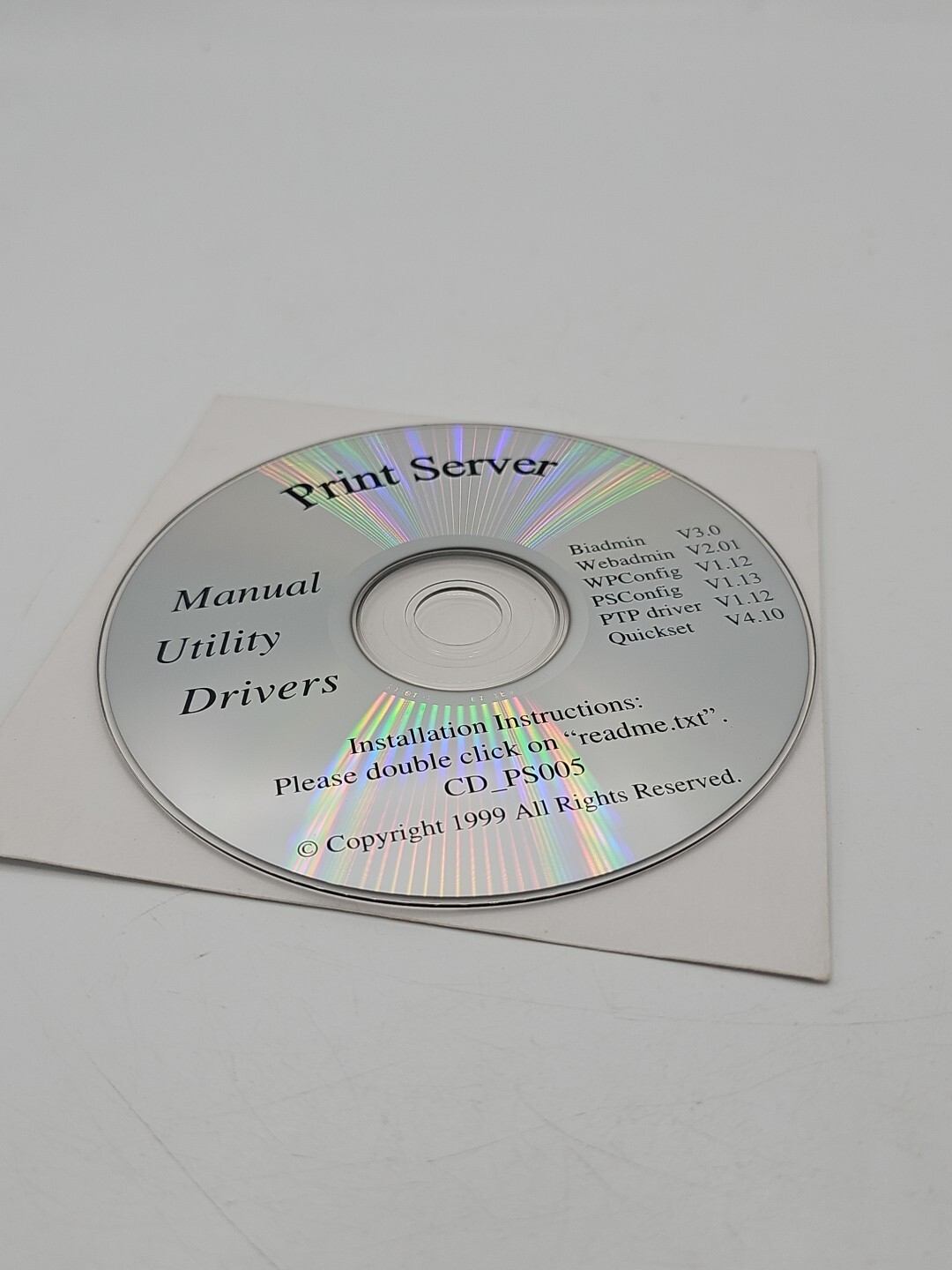 Print Server Manual Utility Drivers Installation CD PS005 1999