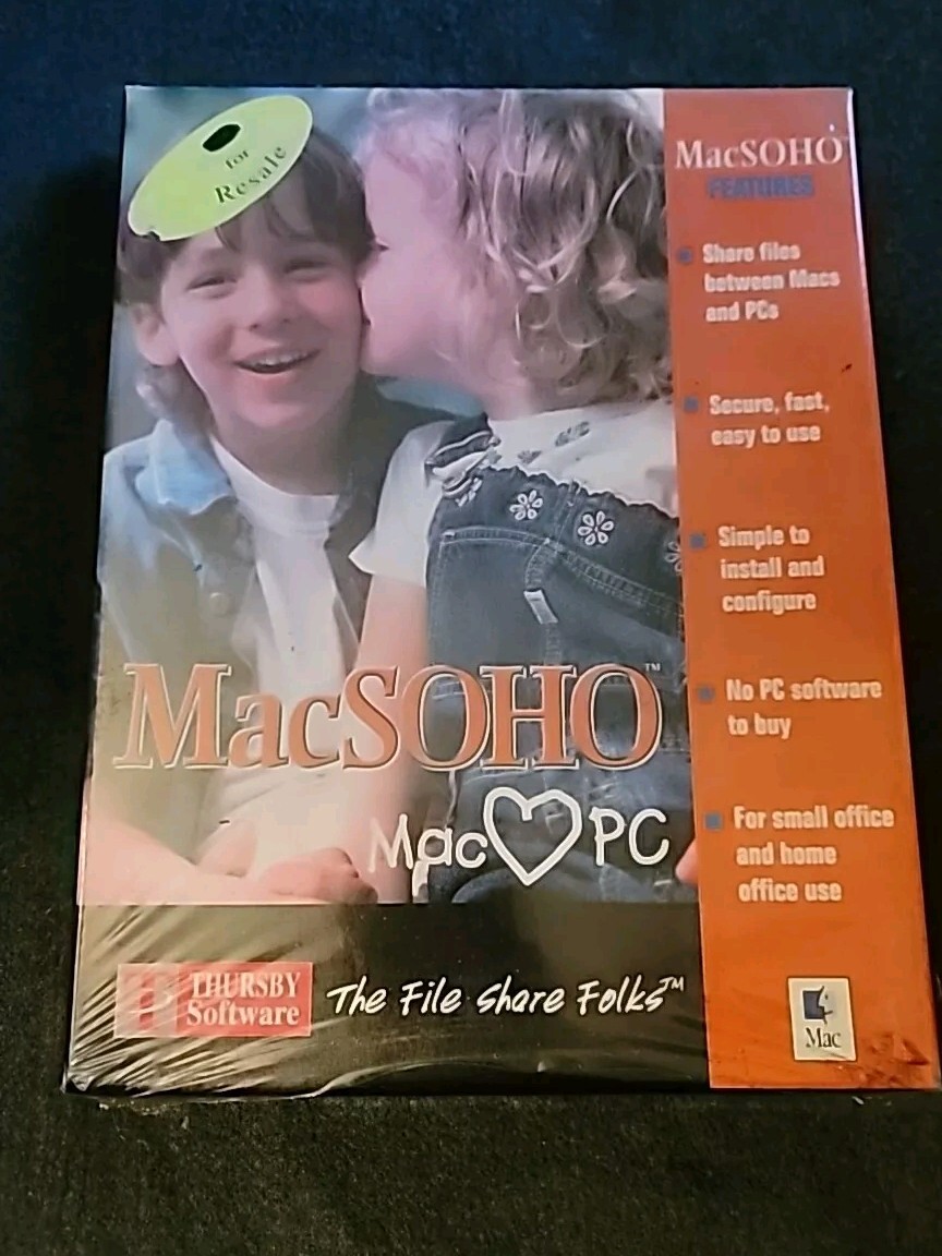 Apple Macintosh MacSOHO Software – V 1.0 – MAC PC File Sharing (Mac OS 8.6 9.X)