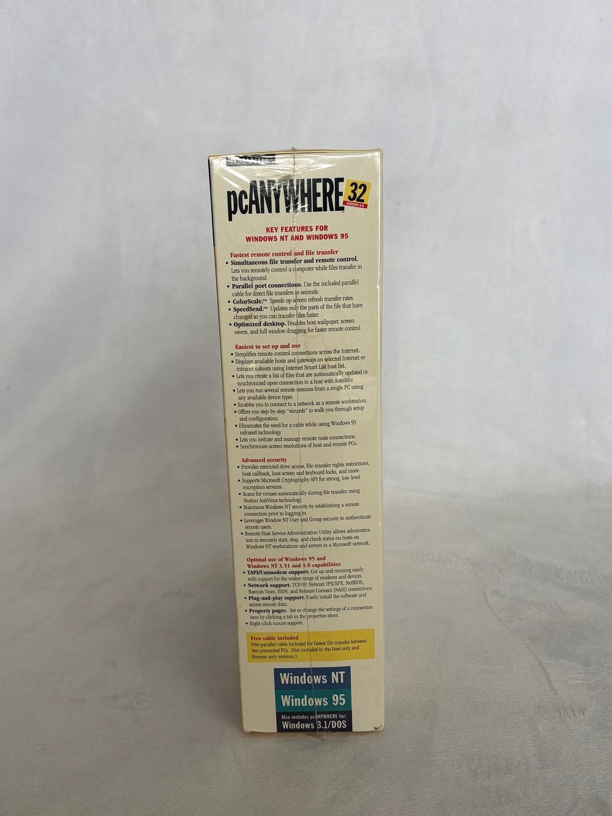 Symantec pcANYWHERE 32 Version 8.0 Remote Control and File Transfer Software
