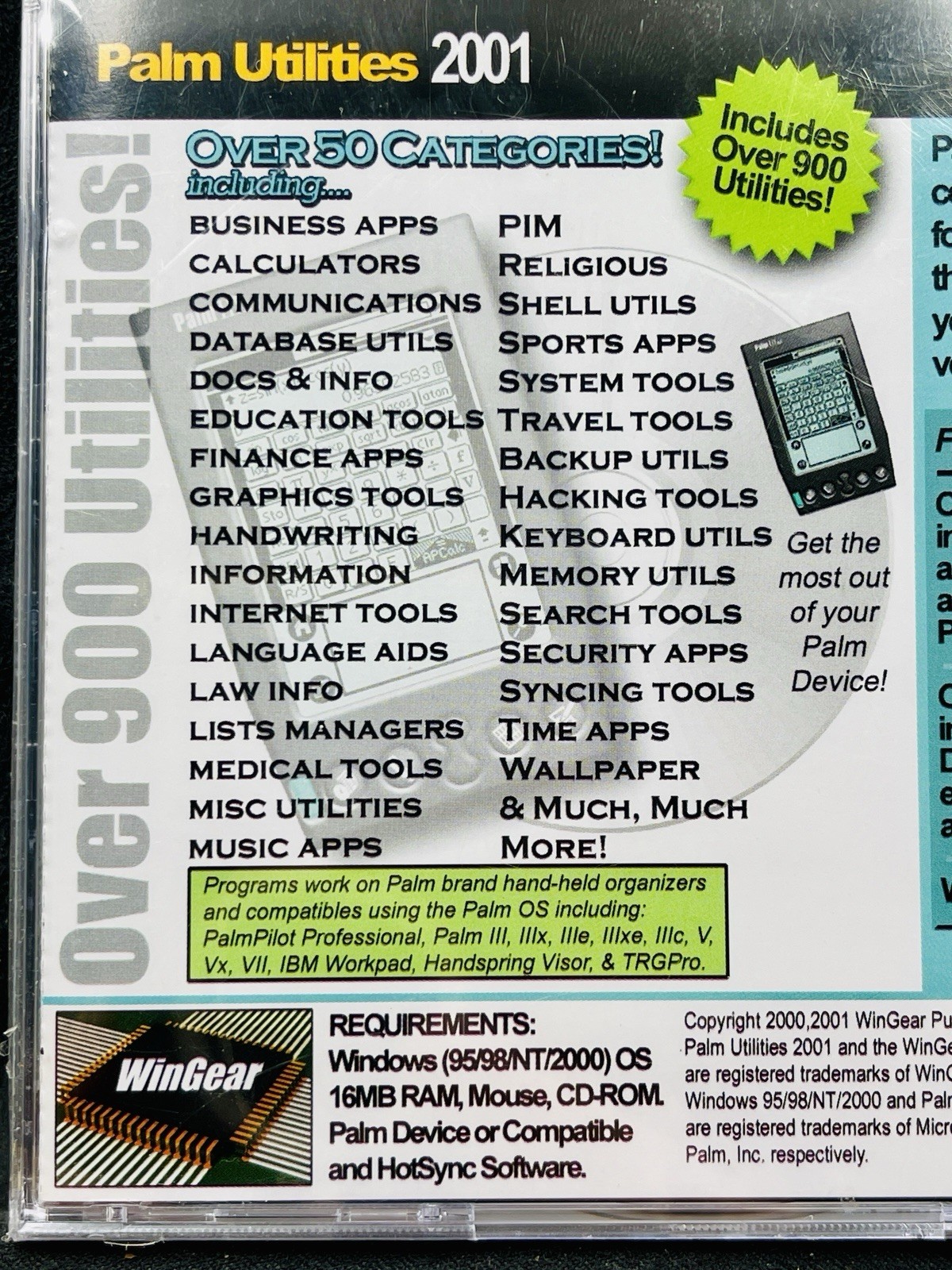 Wingear Palm Utilities 2001 Over 900 Programs for Palm Organizer Factory Sealed!