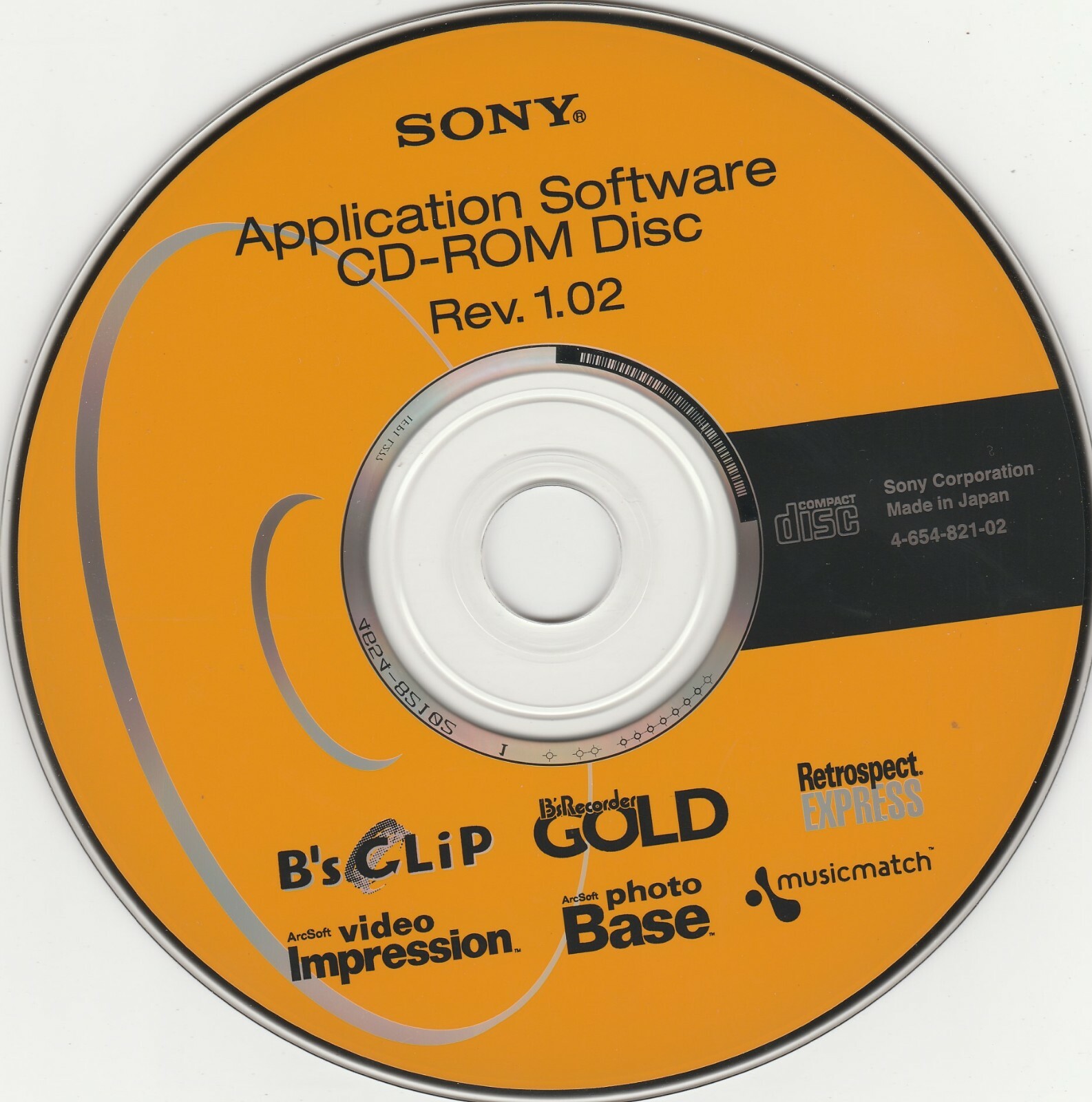 Application Software CD-Rom Disc Rev. 1.02 by Sony