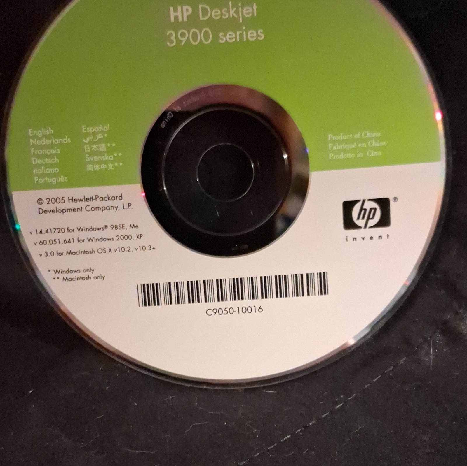 HP Deskjet 3900 Driver & Utility Software CD Windows/Mac OS X C9050-10016