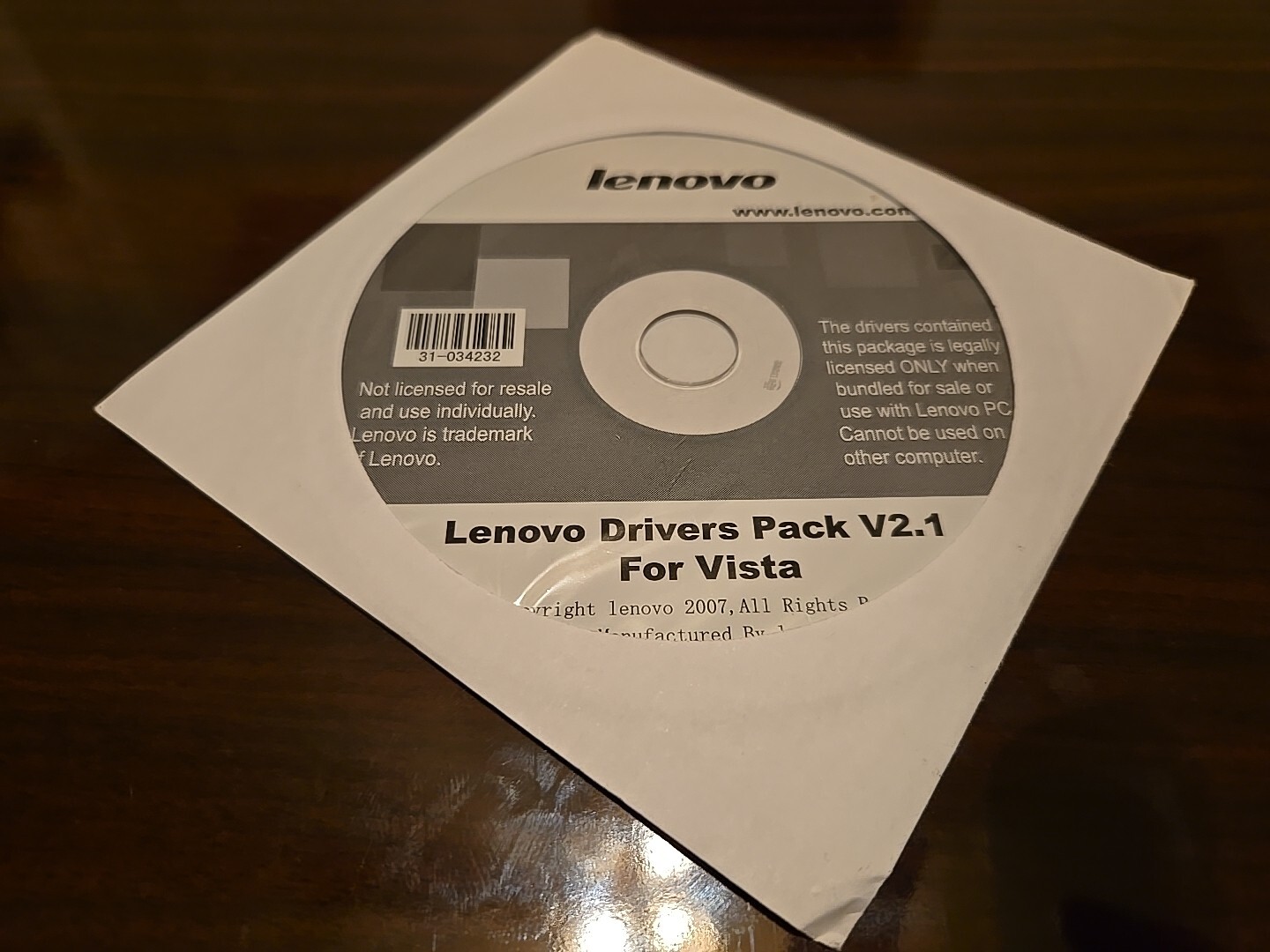 Lenovo Drivers Pack V2.1 For Vista – 31-034232 – See Pictures!