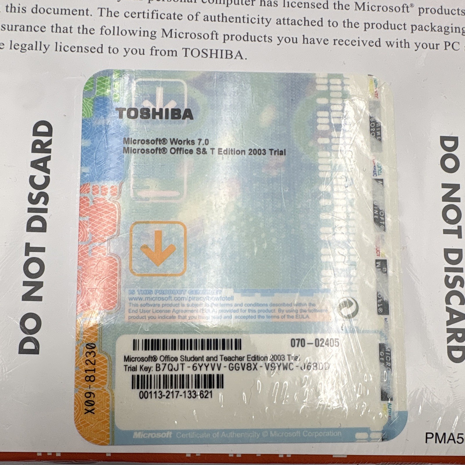 Toshiba Satellite A70/A75 Recovery DVD Windows XP English OEM