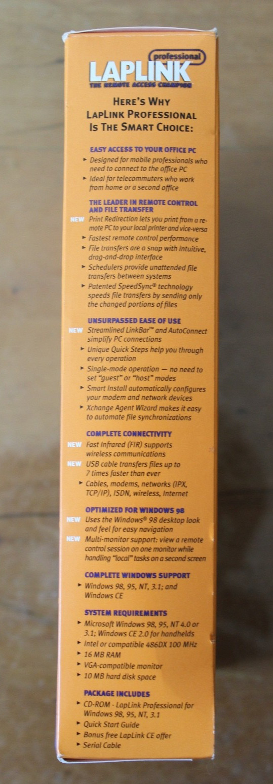 Vintage Professional LapLink For Remote Access For Windows 95/98/NT/3.1 – In Box
