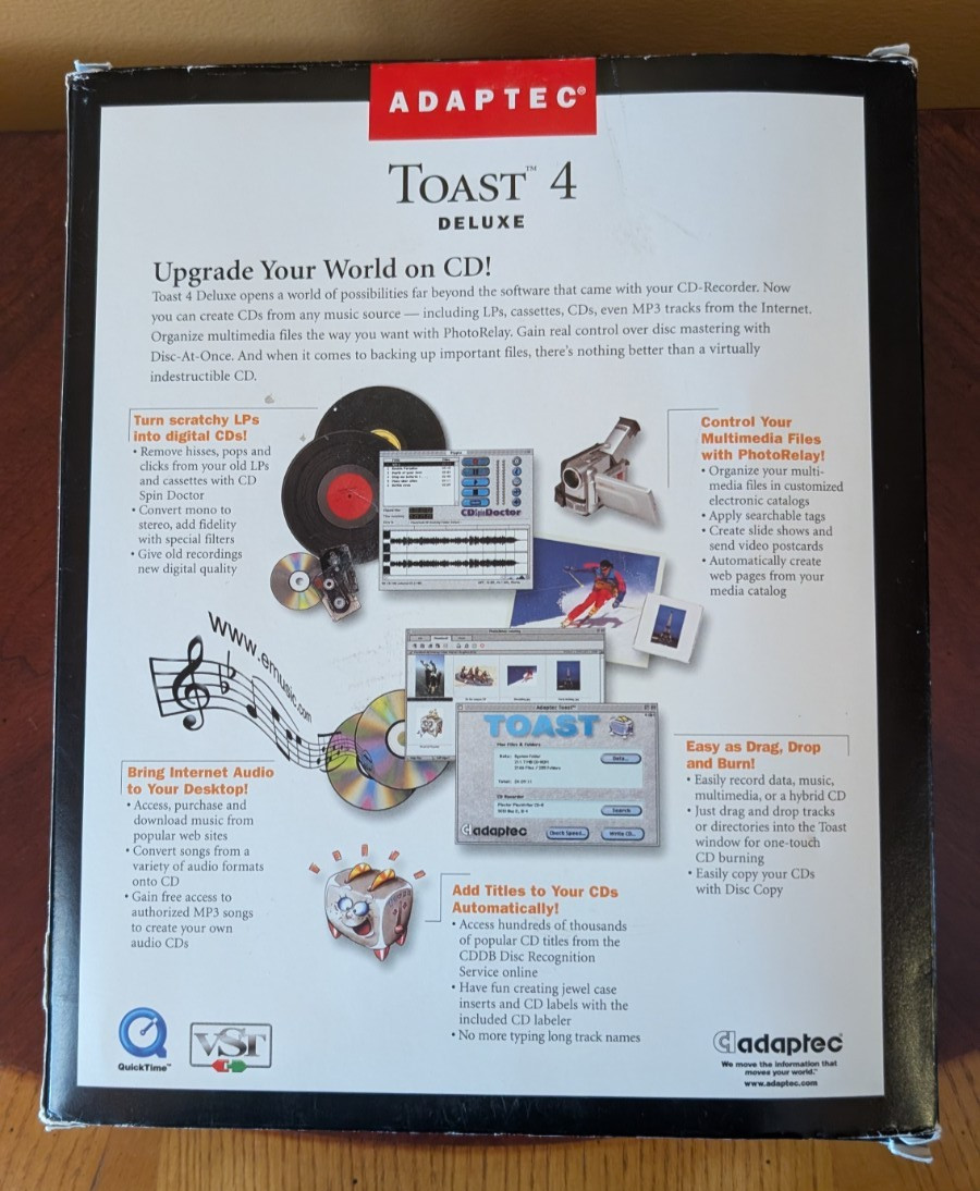 Vintage Macintosh Adaptec Toast 4 Deluxe Software CD Recording